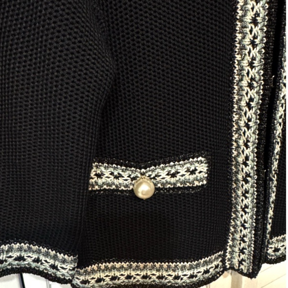 NEW 2-PC ST. JOHN BLACK WOOL, VISCOSE & COTTON BLEND KNIT JACKET & SKIRT SUIT 10 - Picture 6 of 12